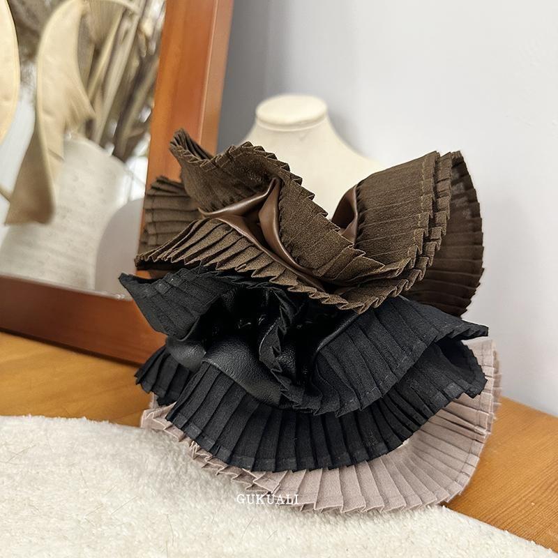 Pleated Panel Faux Leather Scrunchie Product Image