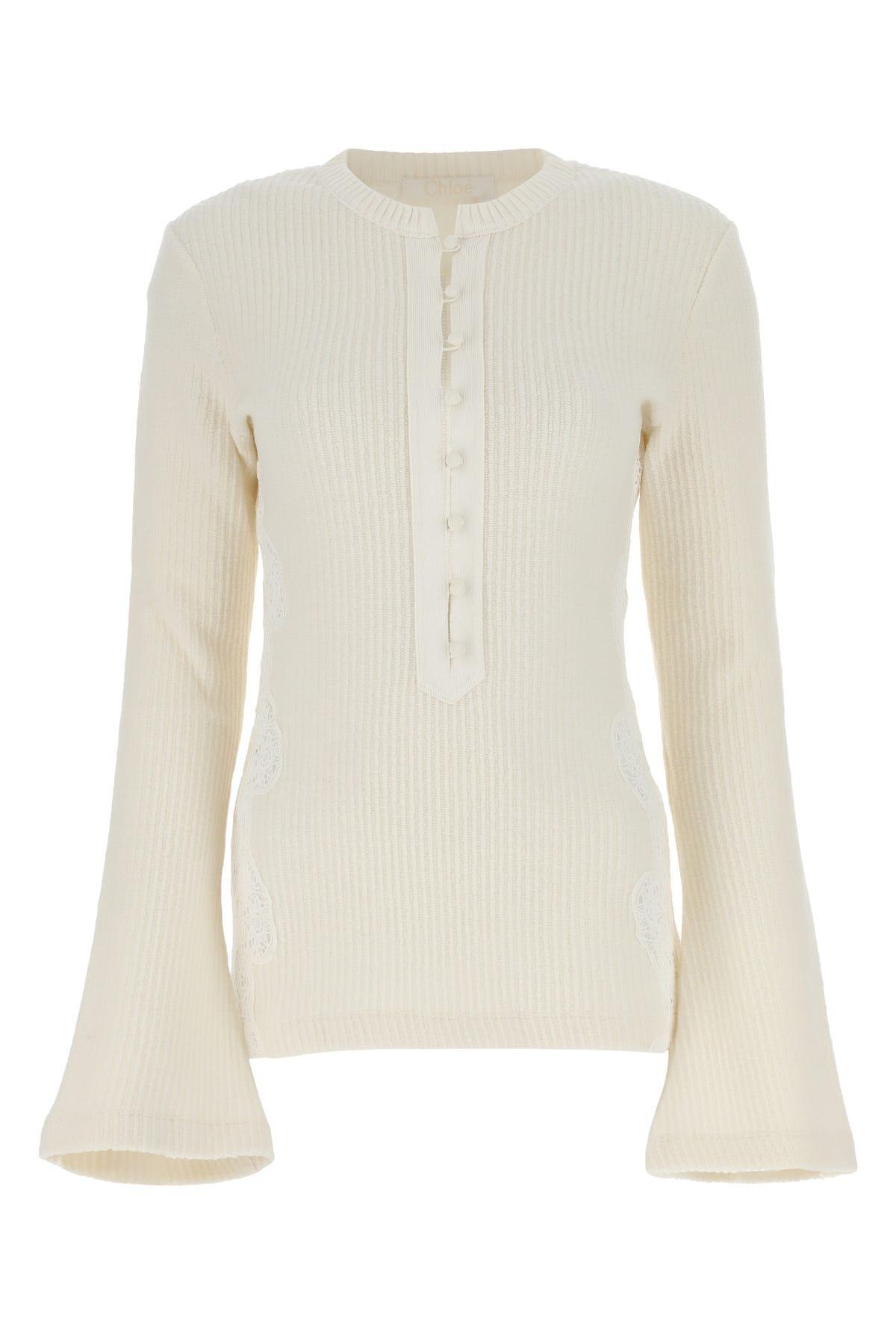 Ribbed-knit Wool Top In Cream Product Image