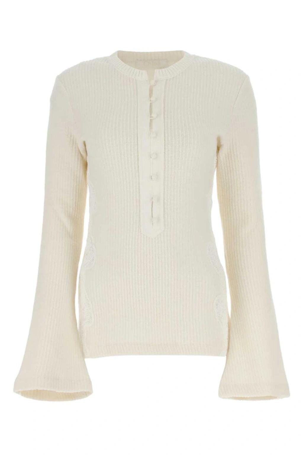 CHLOÉ Embroidered Wool Jumper In White Product Image