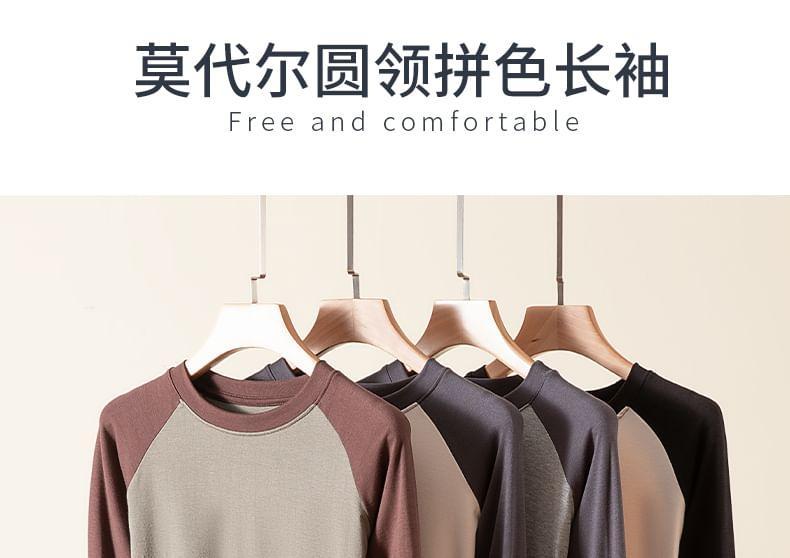 Long-Sleeve Crew Neck Raglan T-Shirt Product Image