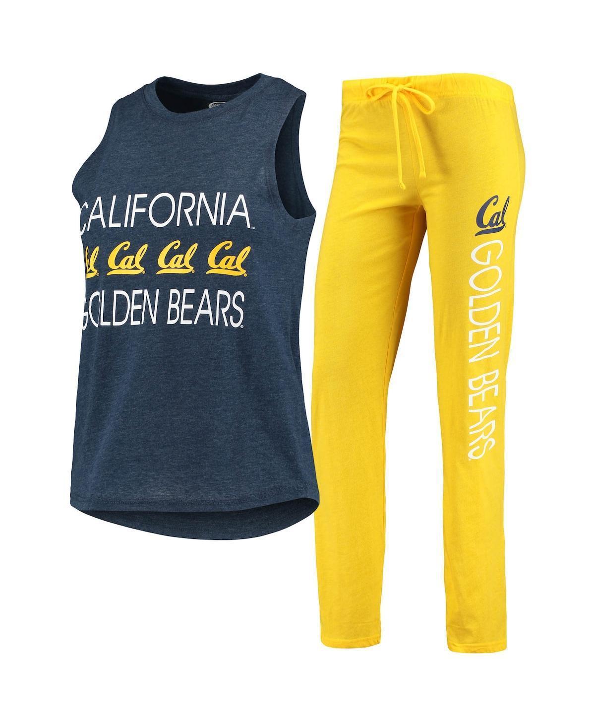 Womens Navy, Gold Cal Bears Team Tank Top and Pants Sleep Set - Navy Product Image