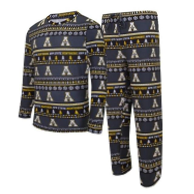 Mens Concepts Sport Black Appalachian State Mountaineers Swivel Long Sleeve T-Shirt & Pants Sleep Set Product Image