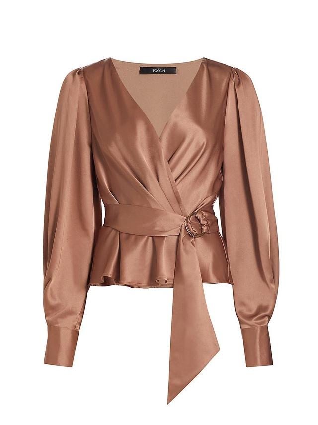 Womens Remi Satin Wrap Blouse Product Image