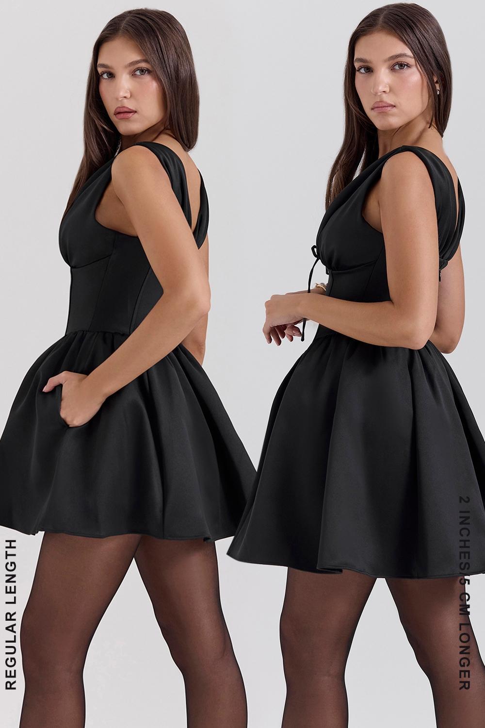 Emmeliette Black Satin Mini Dress Product Image