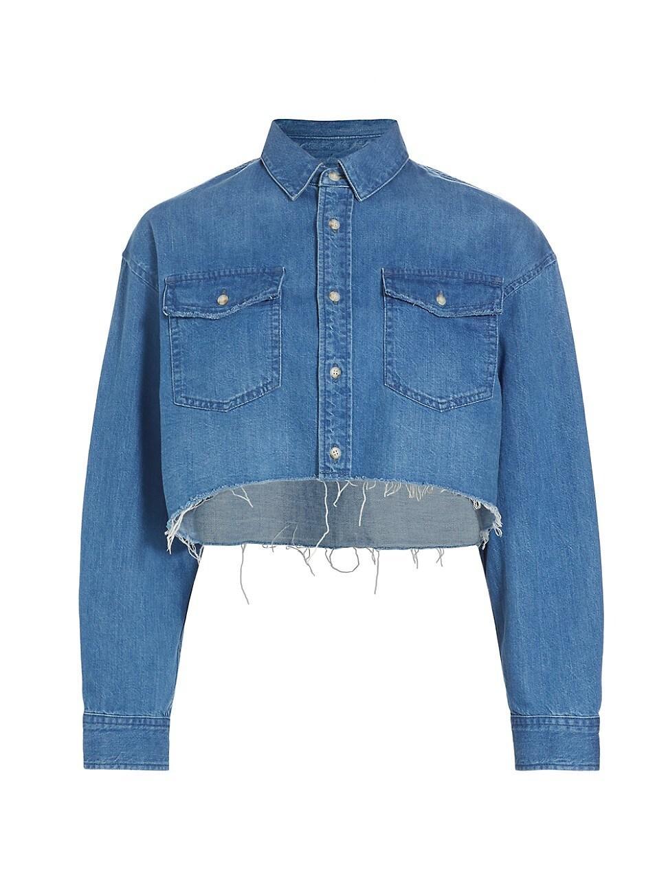 Womens Nashboro Denim Button-Front Crop Shirt product image