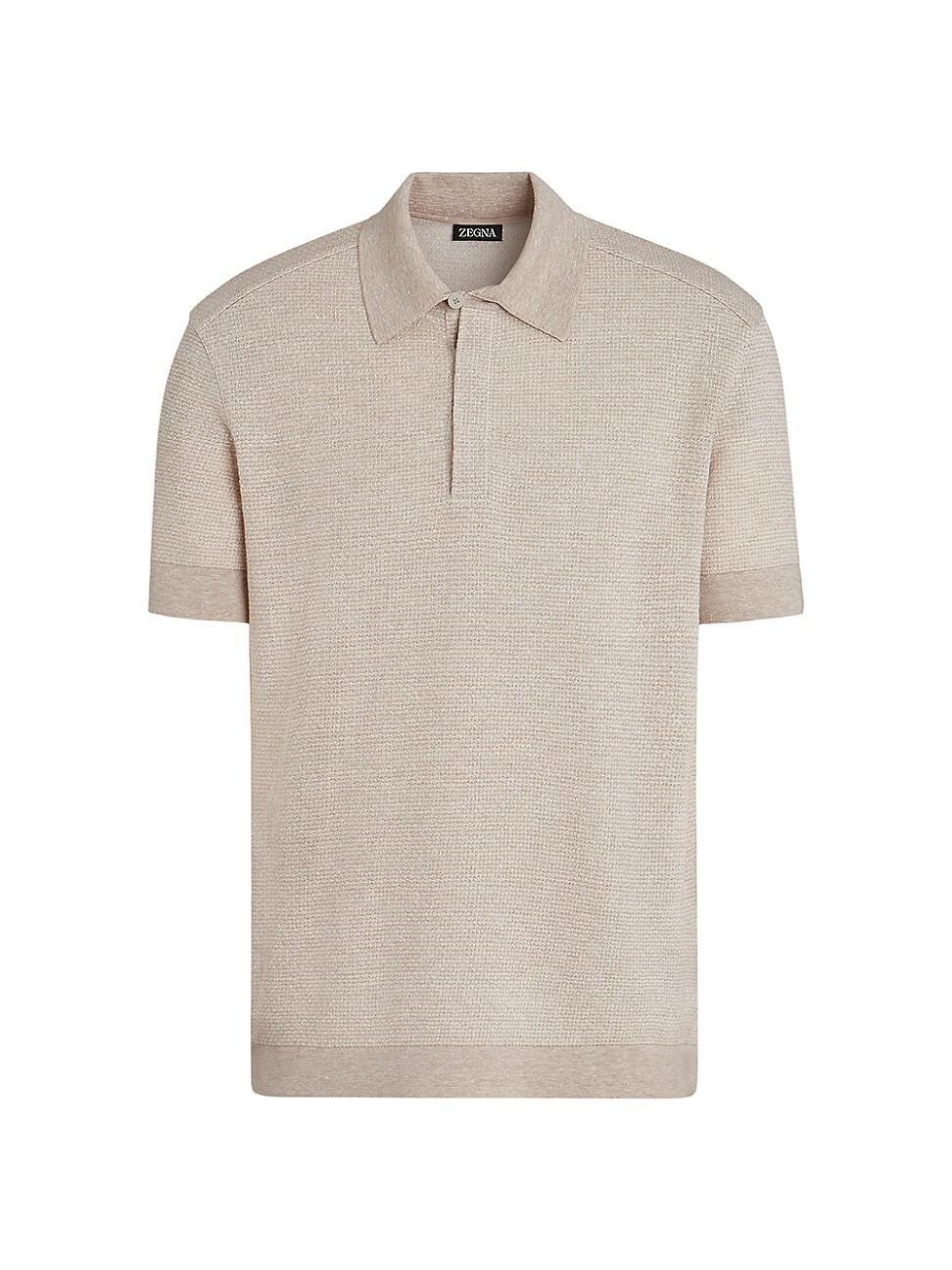 Mens Cotton Linen and Silk Polo Shirt Product Image