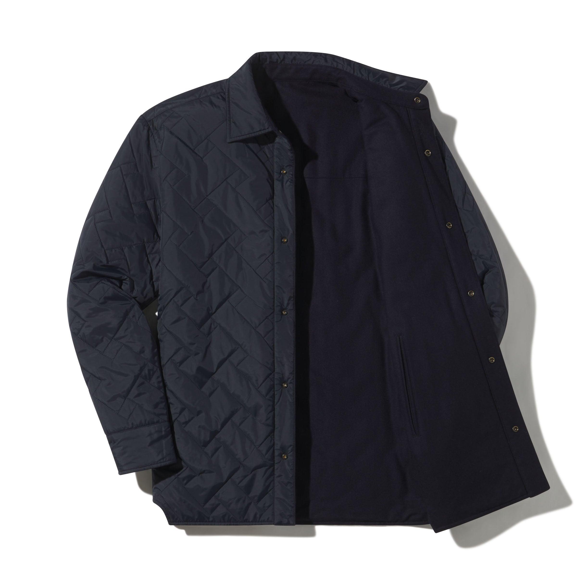 Insulated Reversible Shirt Jacket - Navy Product Image