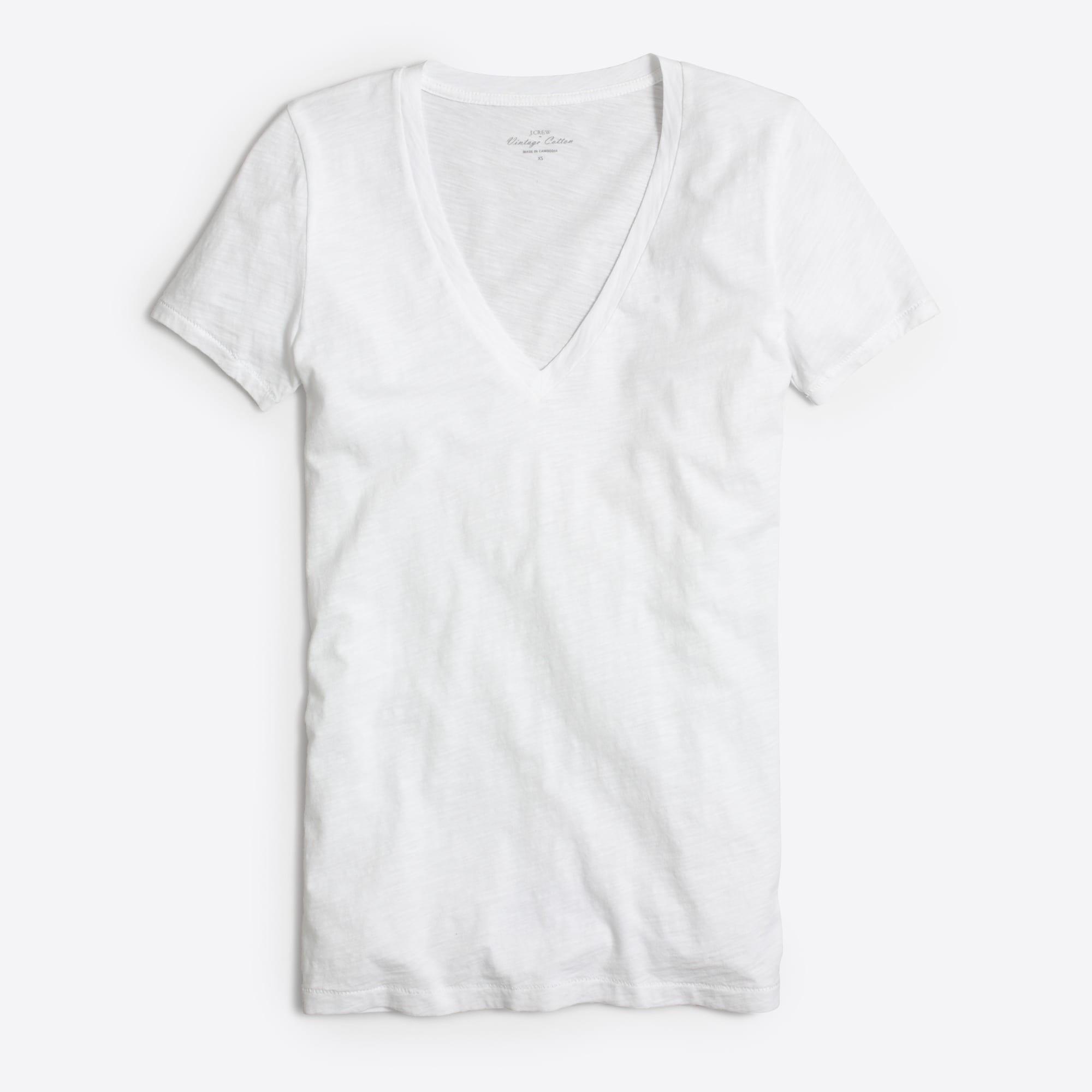 Vintage slub cotton V-neck tee Product Image