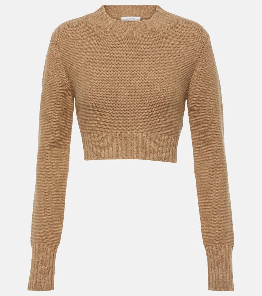 MAX MARA Pullover Cropped Eureka In Cashmere In Nude & Neutrals Product Image