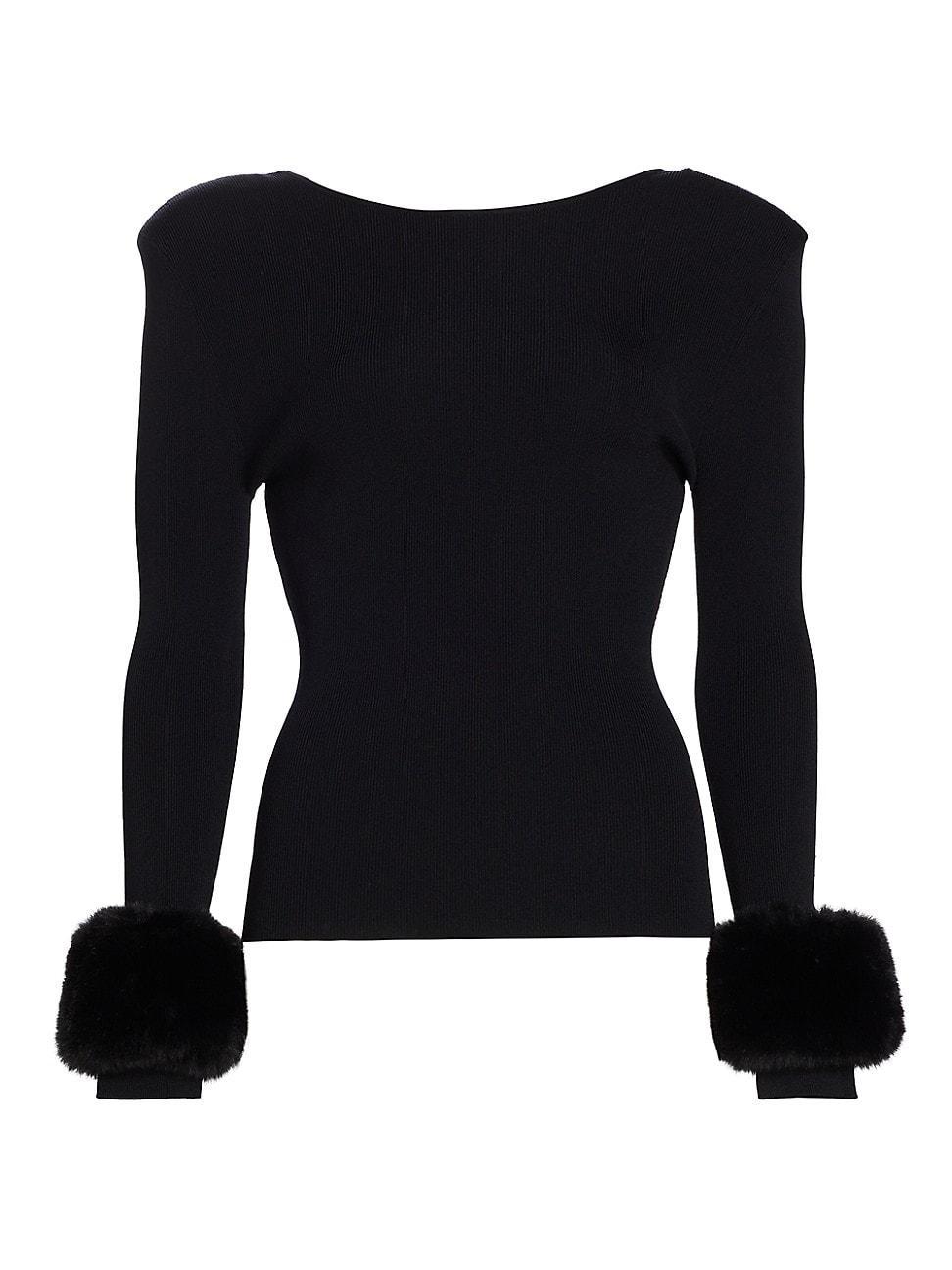 Womens Luella Faux Fur-Trimmed Knit Top Product Image