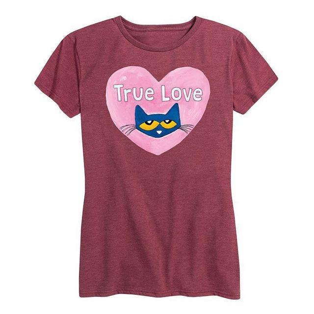 Womens Pete The Cat True Love Graphic Tee Med Grey Product Image