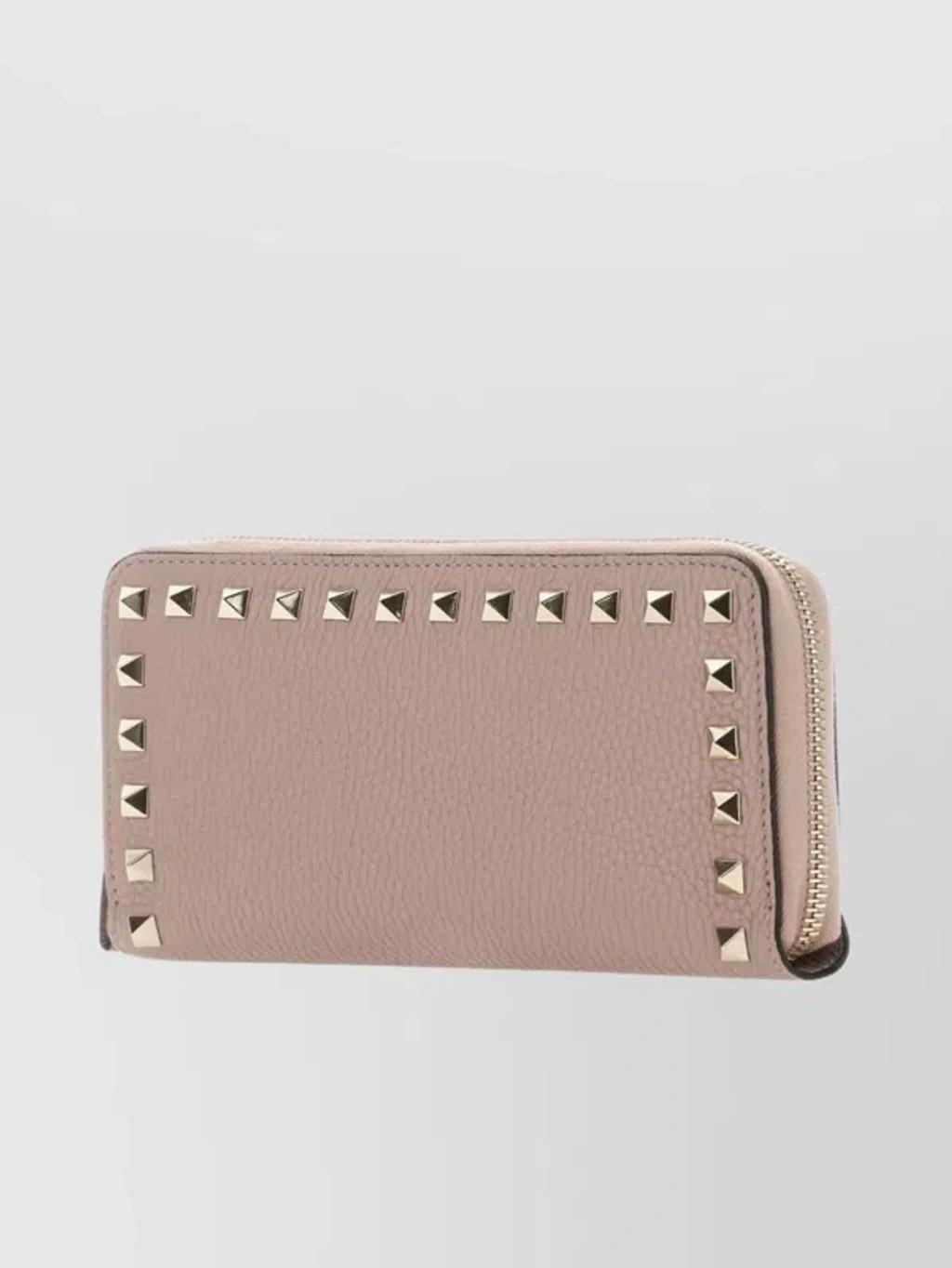 Stud Detail Rectangular Textured Cardholder In Neutral Product Image