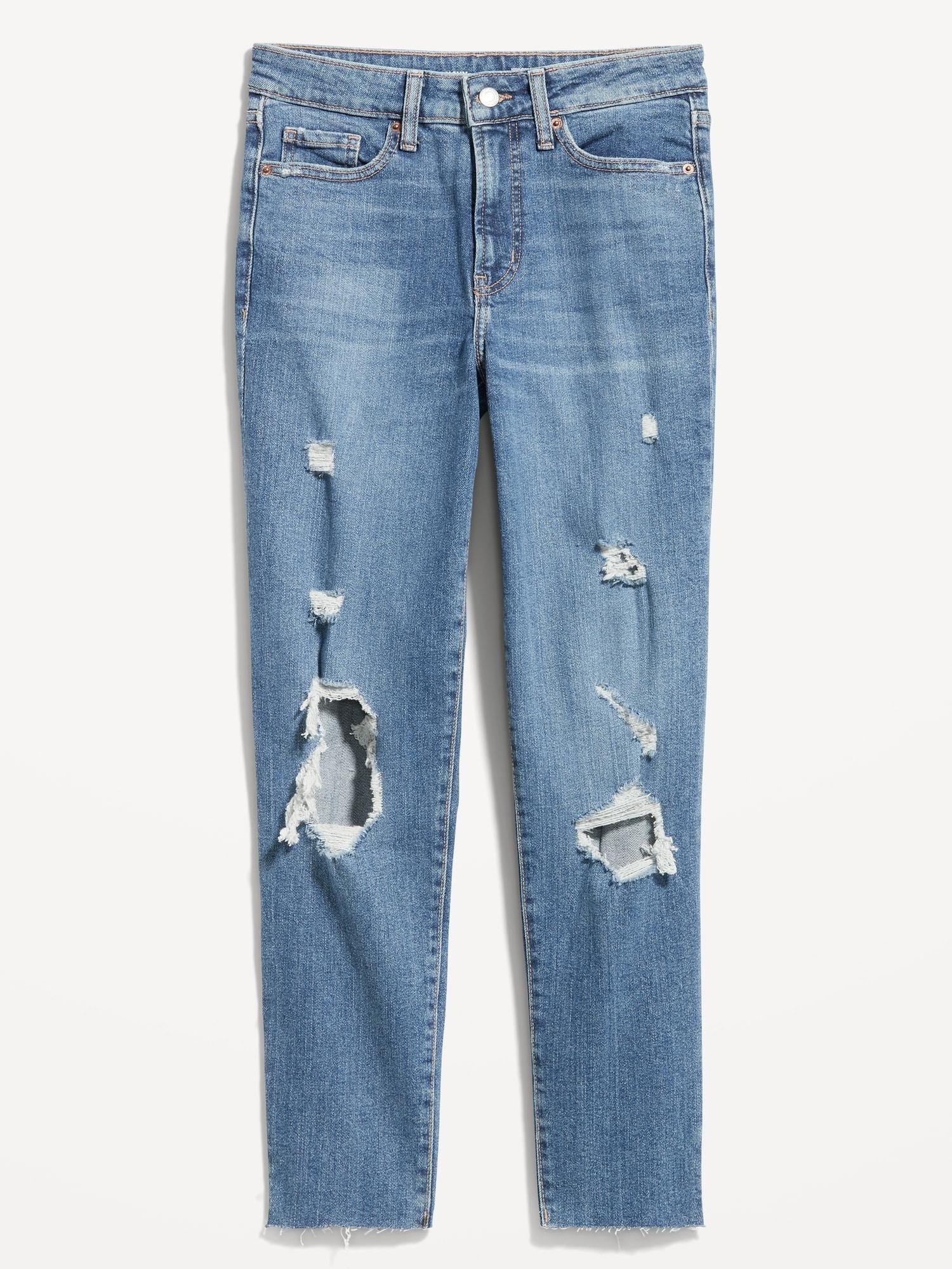 High-Waisted OG Straight Ripped Ankle Jeans for Women Product Image