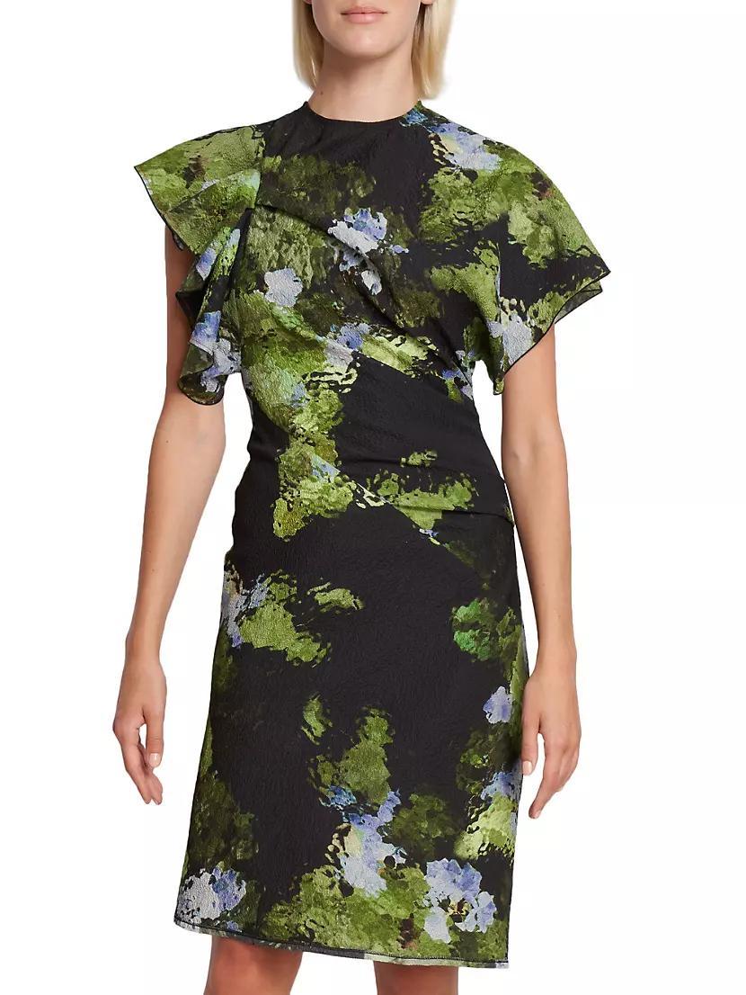 Cloque Floral Midi-Dress Product Image