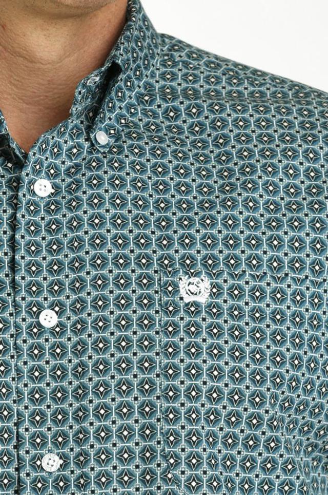 Cinch® Men's S/S Teal Geo Print Button Shirt Product Image