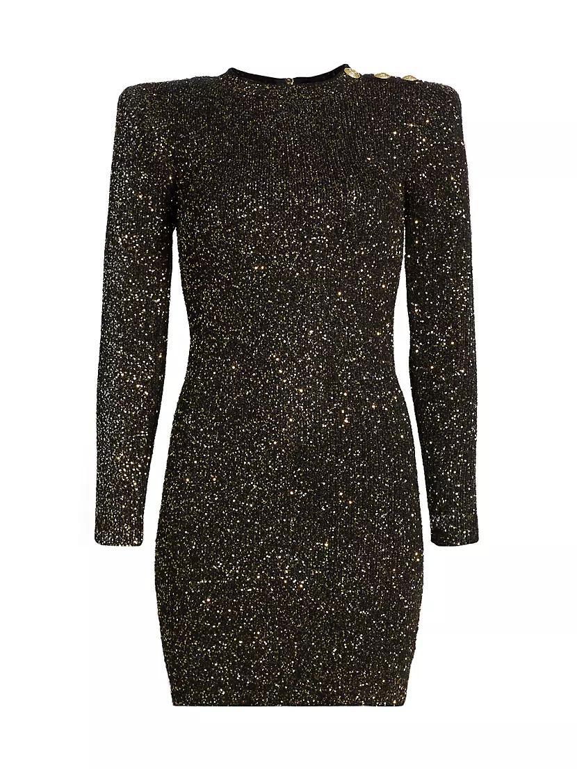 Cherry Sequin Knit Long-Sleeve Minidress Product Image