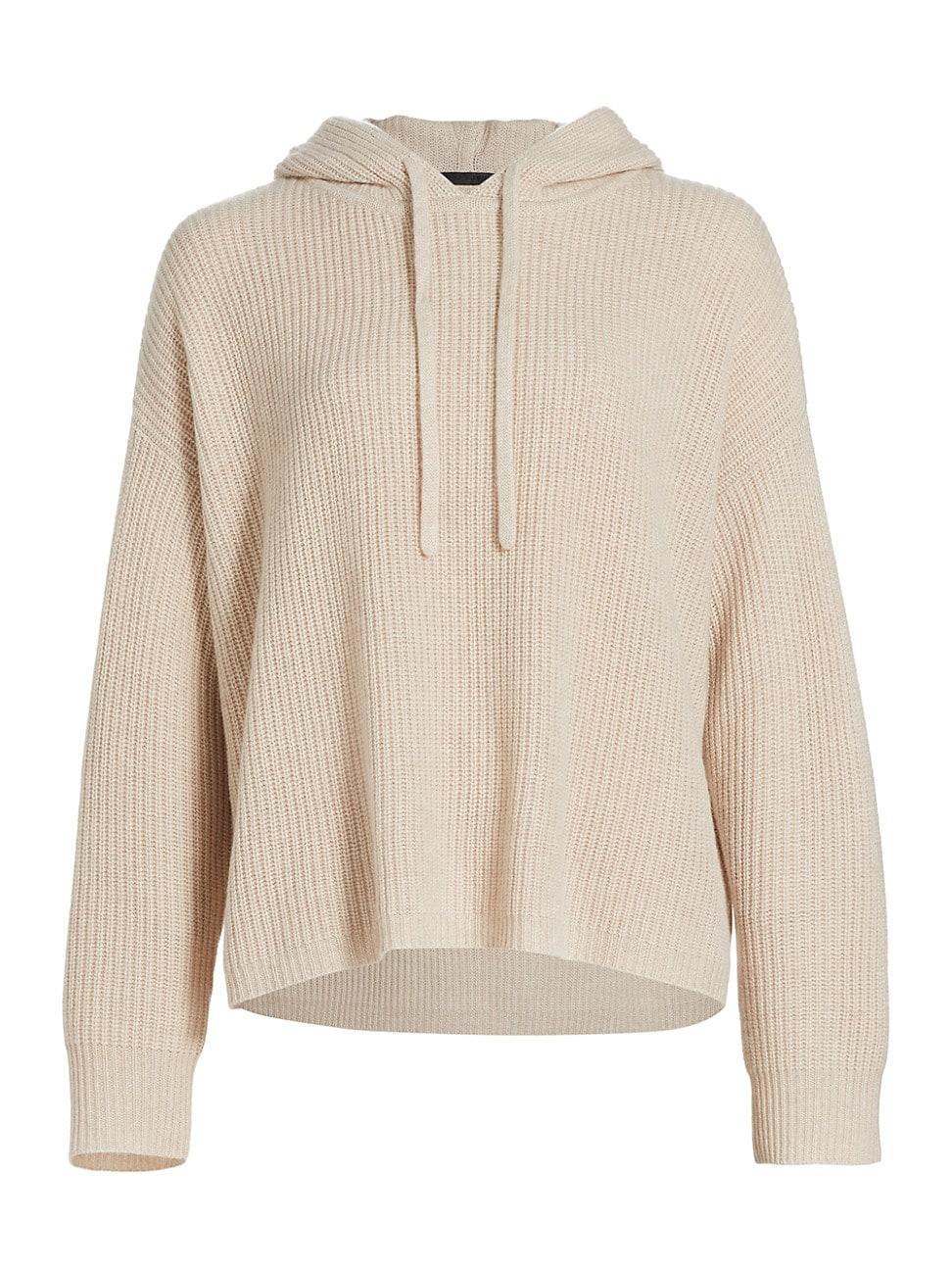 Womens Ribbed Cashmere Fisherman Hoodie Product Image