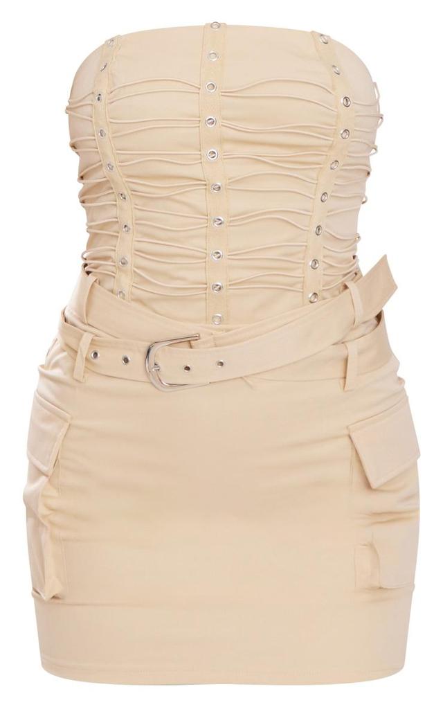 Stone Wrap Belt Detail Bandeau Bodycon Dress Product Image