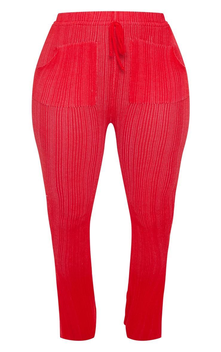 Shape Red Knit Contrast Drawstring Flares Product Image