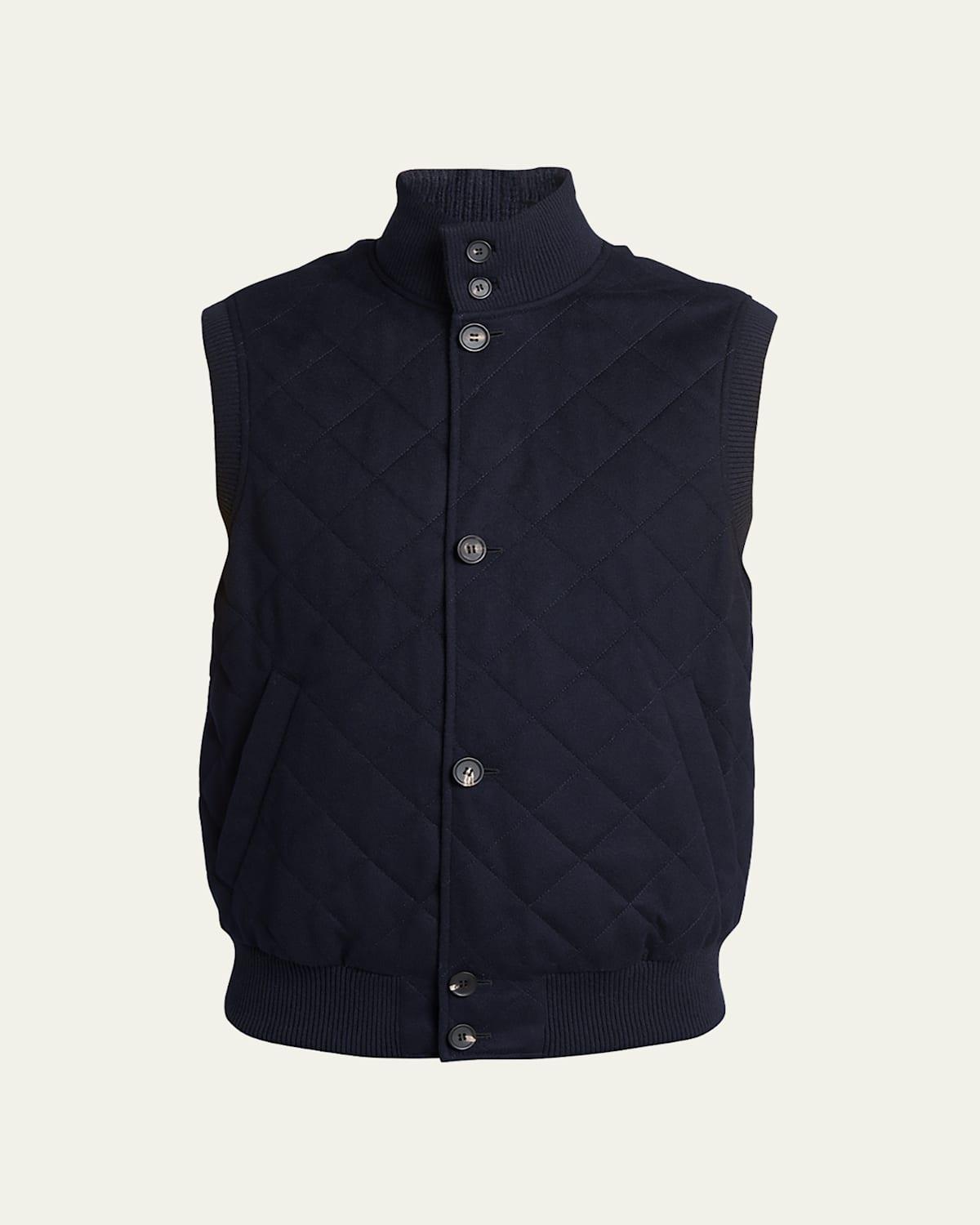 Mens Quilted Cashmere Reversible Vest Product Image