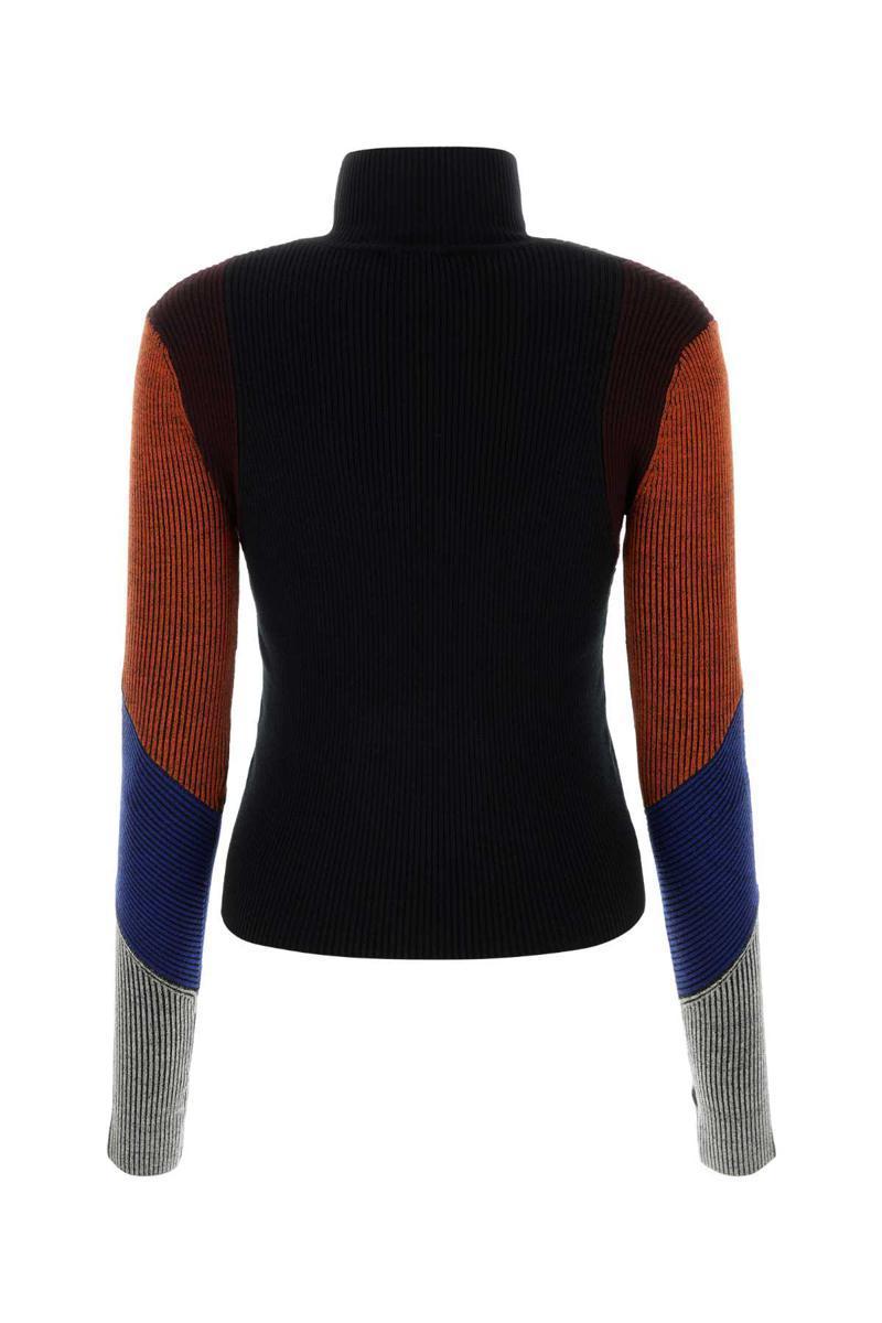 Embroidered-logo Multi-tone Turtleneck Sweater In Black Product Image