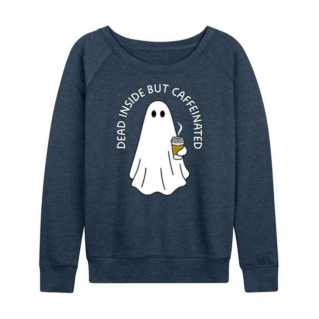 Womens Dead Inside But Caffeinated Ghost Lightweight French Terry Sweatshirt Grey Blue Product Image