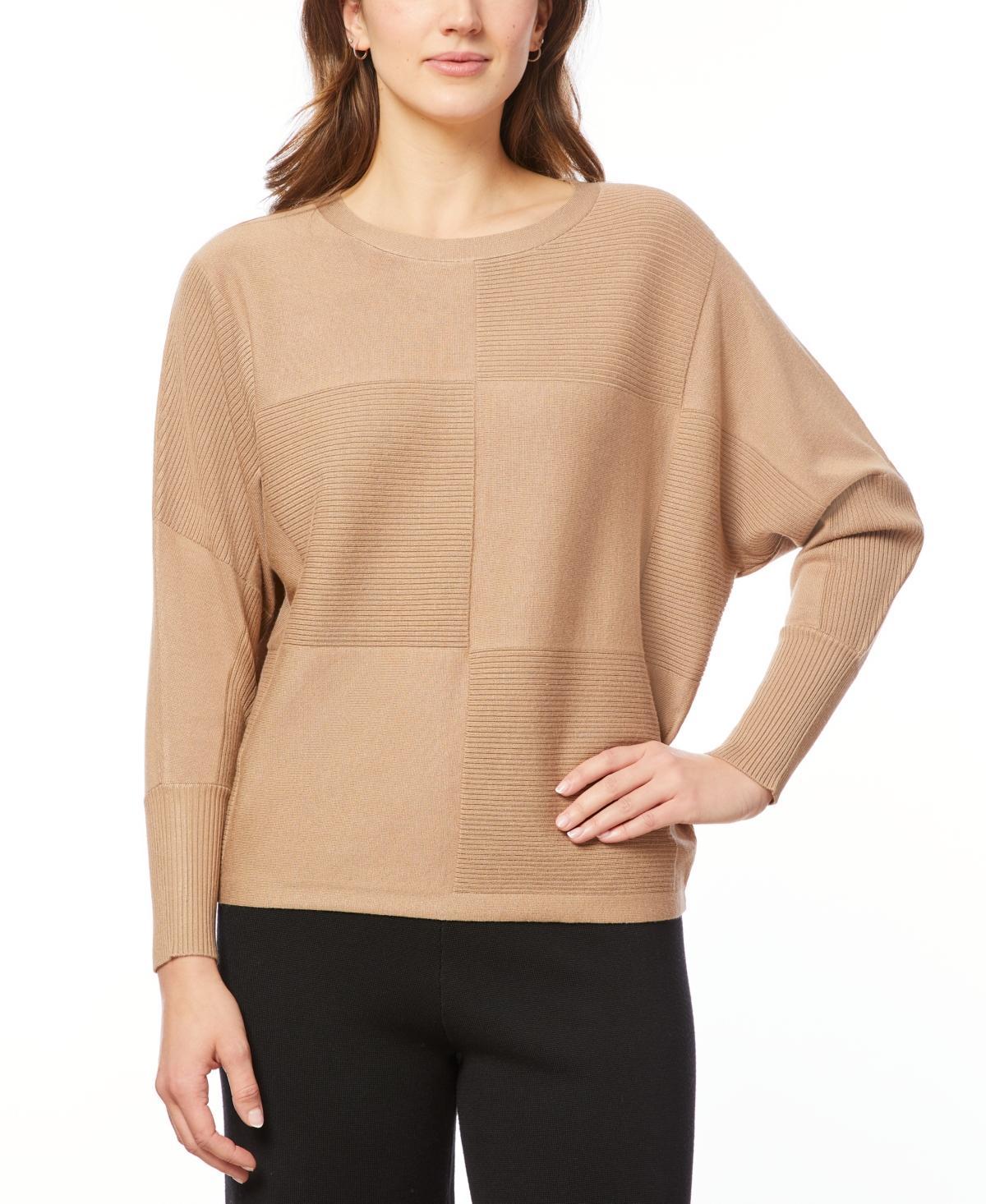 Melissa Paige Womens Ribbed Block-Stitch Dolman-Sleeve Sweater Product Image