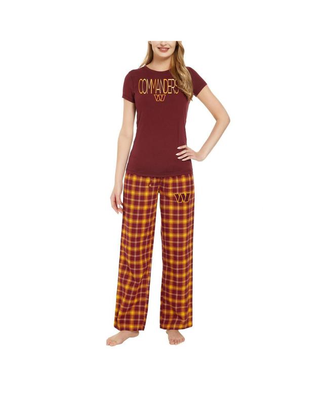 Womens Concepts Sport Burgundy Washington Commanders ArcticT-shirt and Flannel Pants Sleep Set - Burgundy Product Image