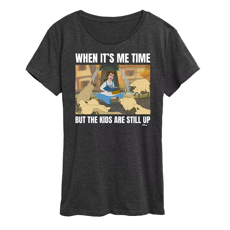 Disney Princess Belle Womens Me Time Meme Graphic Tee Heather Grey Product Image