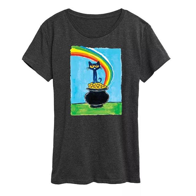 Womens Pete The Cat Rainbow Pot Of Gold Graphic Tee Grey Juniper Product Image