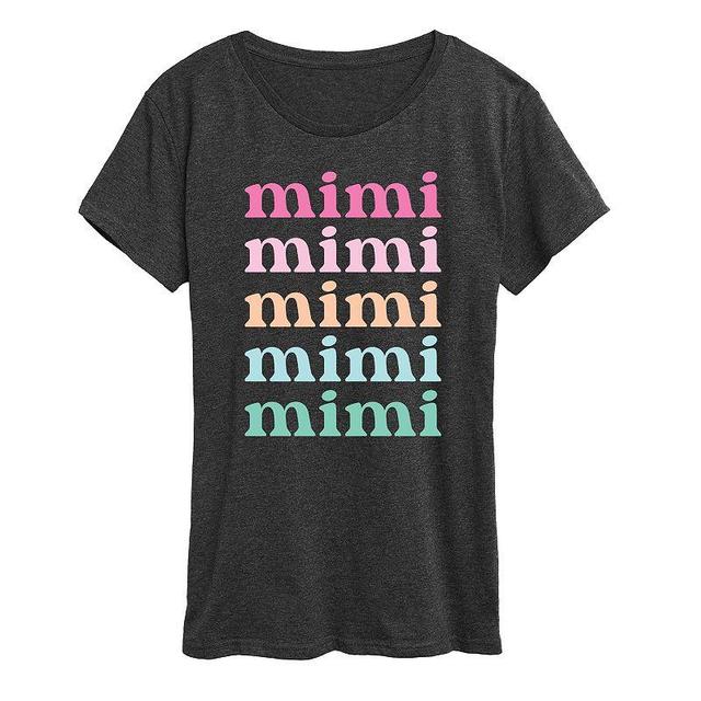 Womens Colorful Stacked Mimi Graphic Tee, Girls Heather Grey Product Image