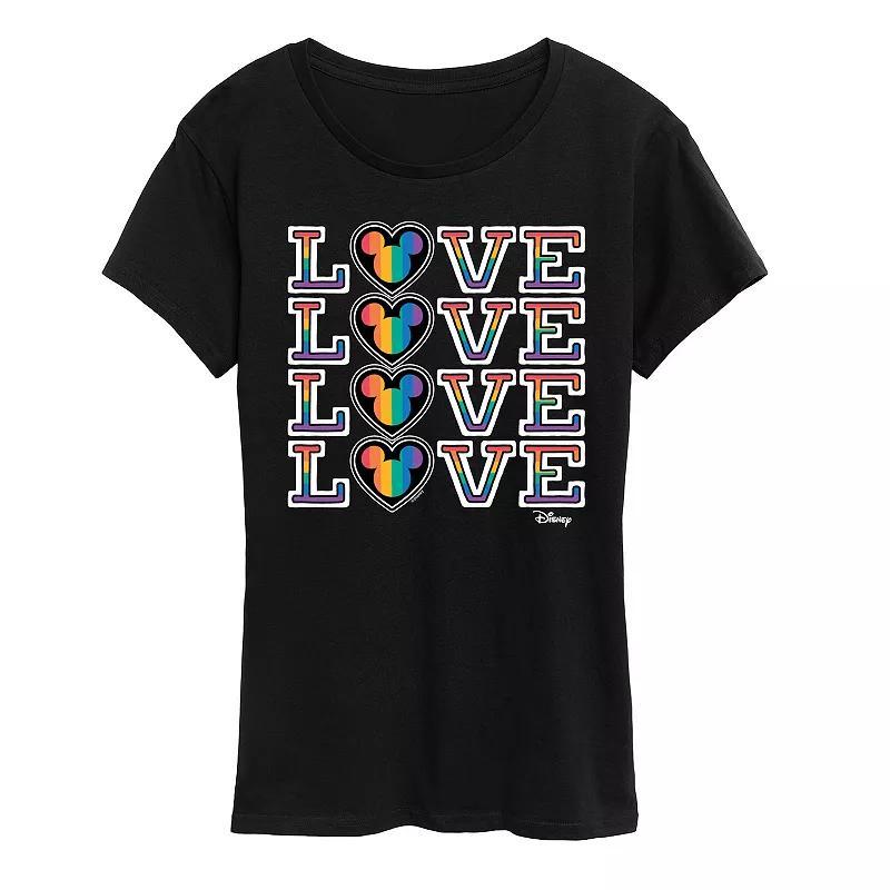 Disneys Mickey Mouse Womens Love Stacked Graphic Tee Product Image