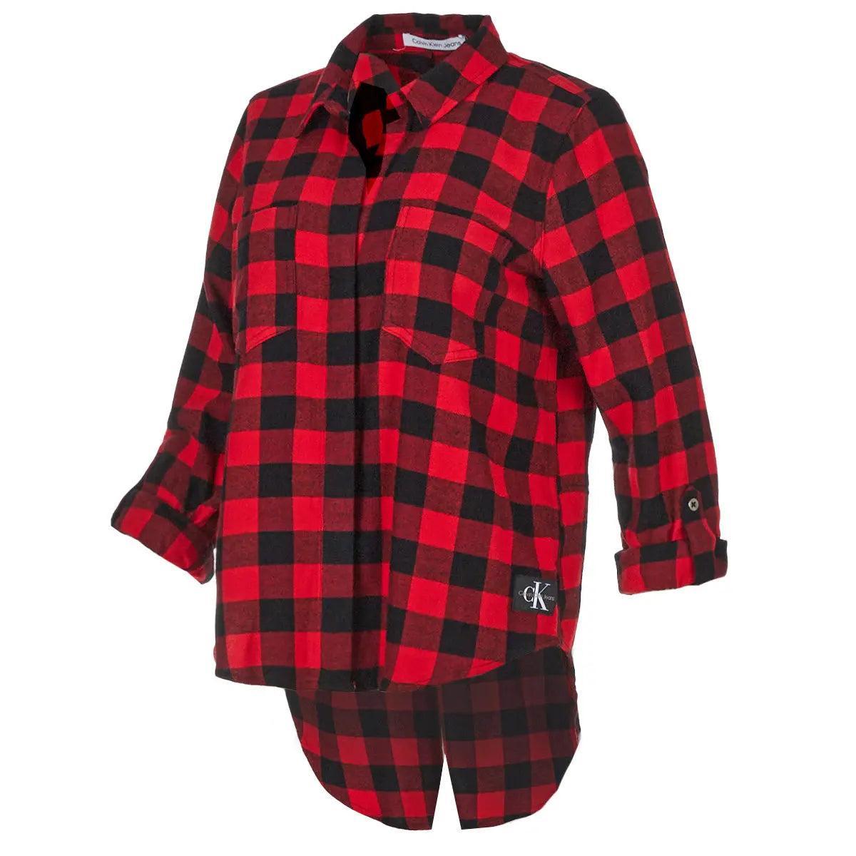 Calvin Klein Jeans Women's Buffalo Plaid Split Back Button Down Shirt Product Image