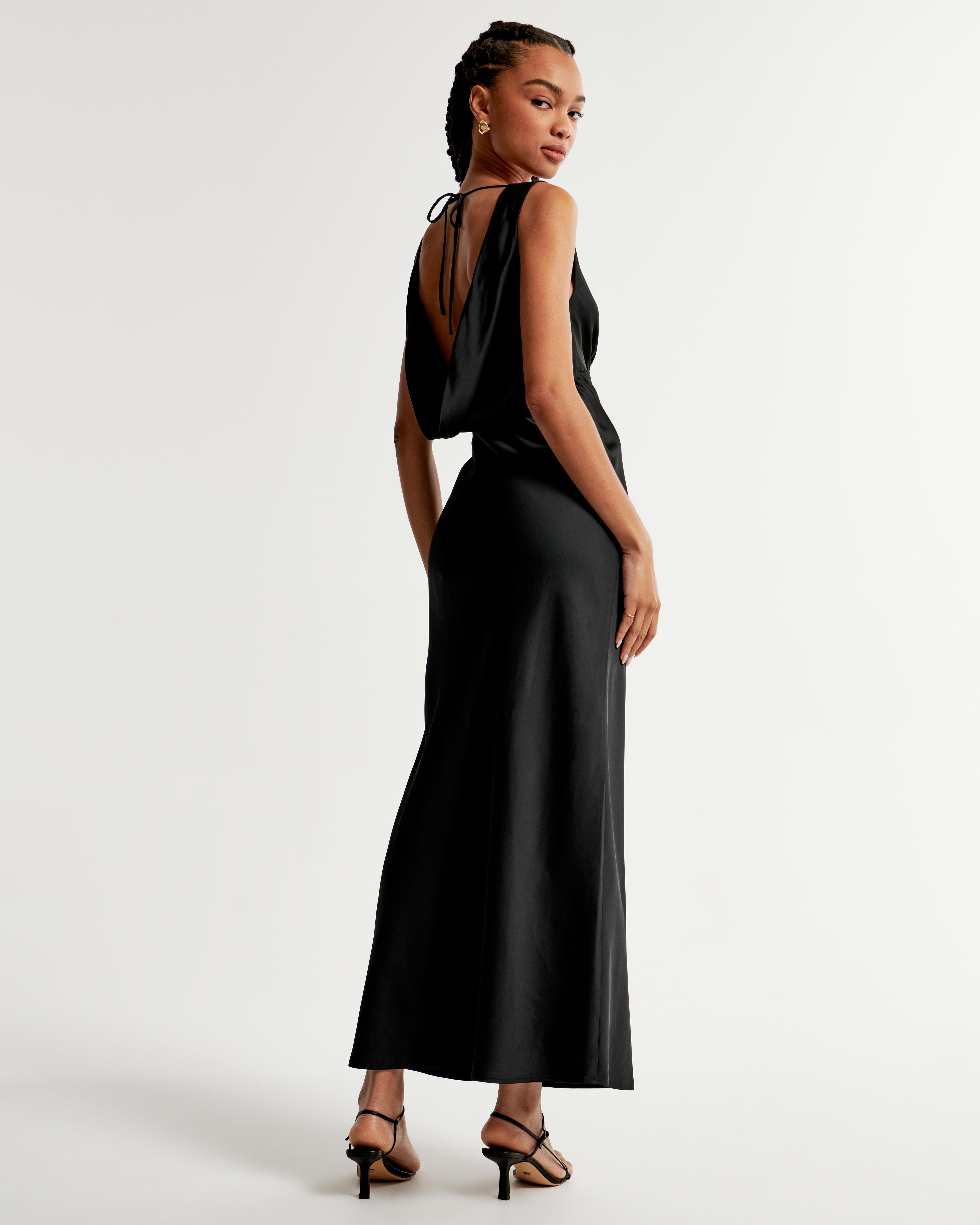 Plunge Cowl Back Maxi Dress Product Image