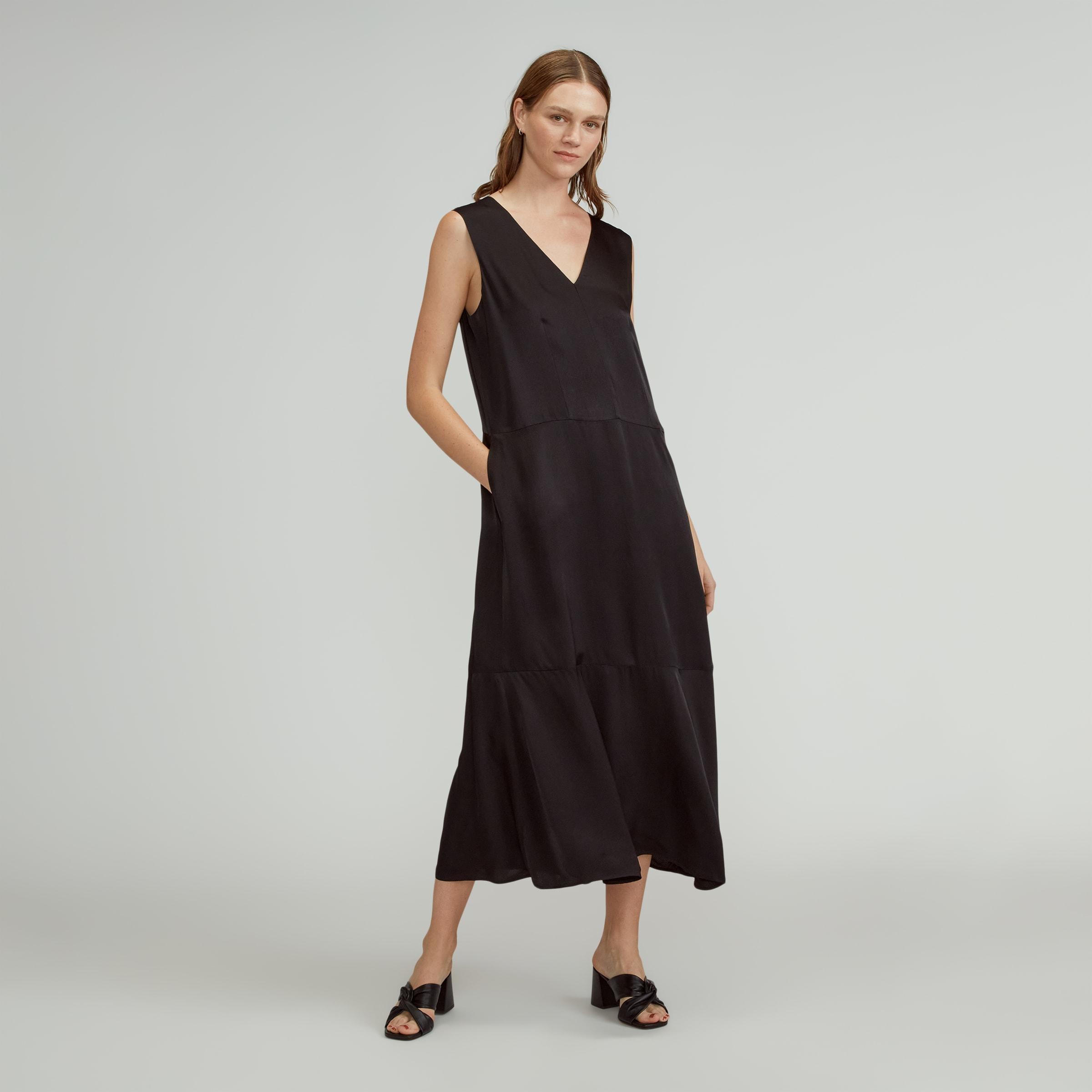 The Satin V-Neck Maxi Dress Product Image