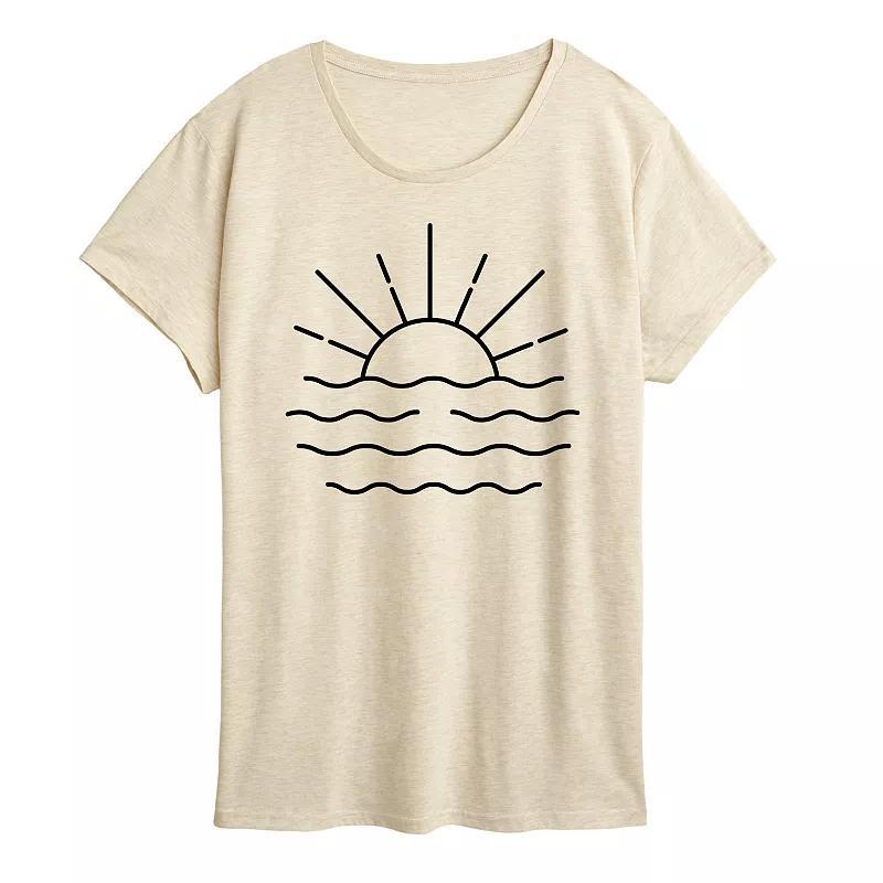 Womens Ocean Sunset Linework Graphic Tee Product Image