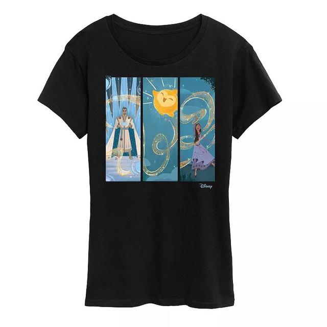 Disneys Wish Asha and King Magnifico Womens Panel Graphic Tee, Girls Heather Grey Product Image