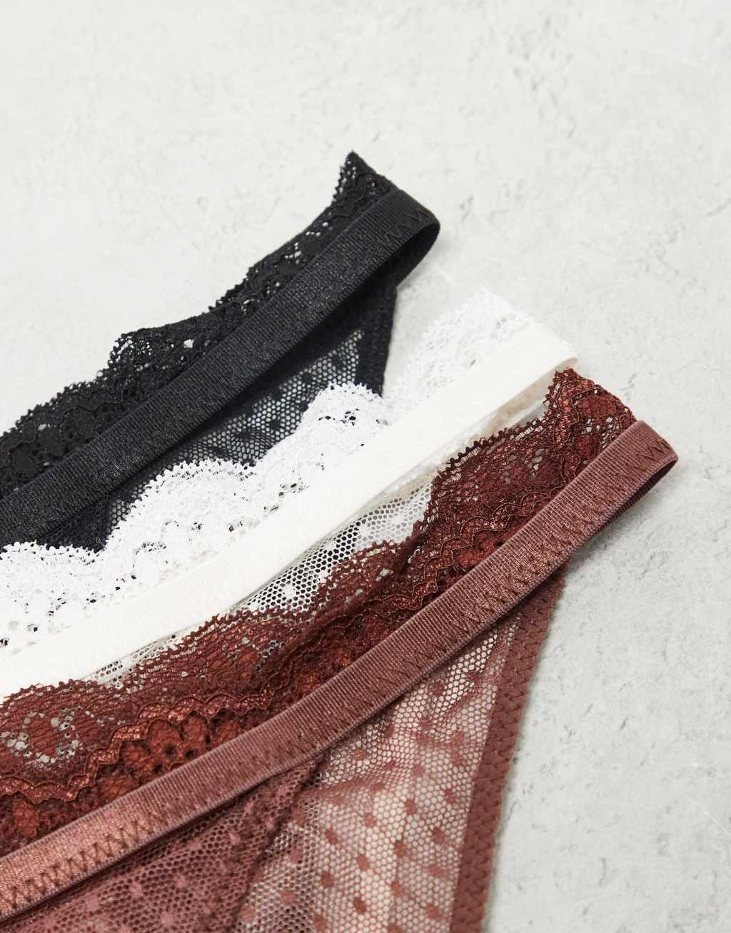 Free People midweek lace brief 3 pack in multi Product Image