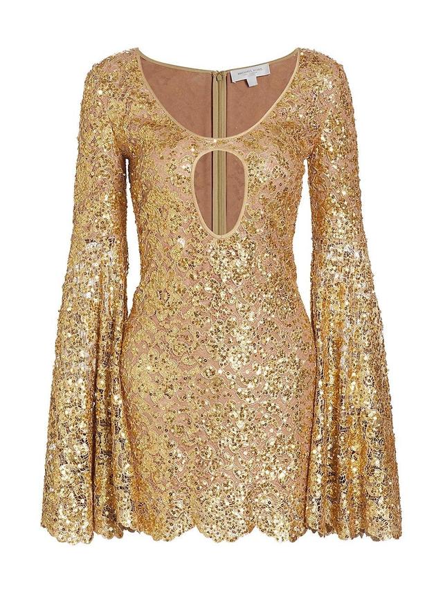 Womens Sequined Bell-Sleeve Minidress Product Image