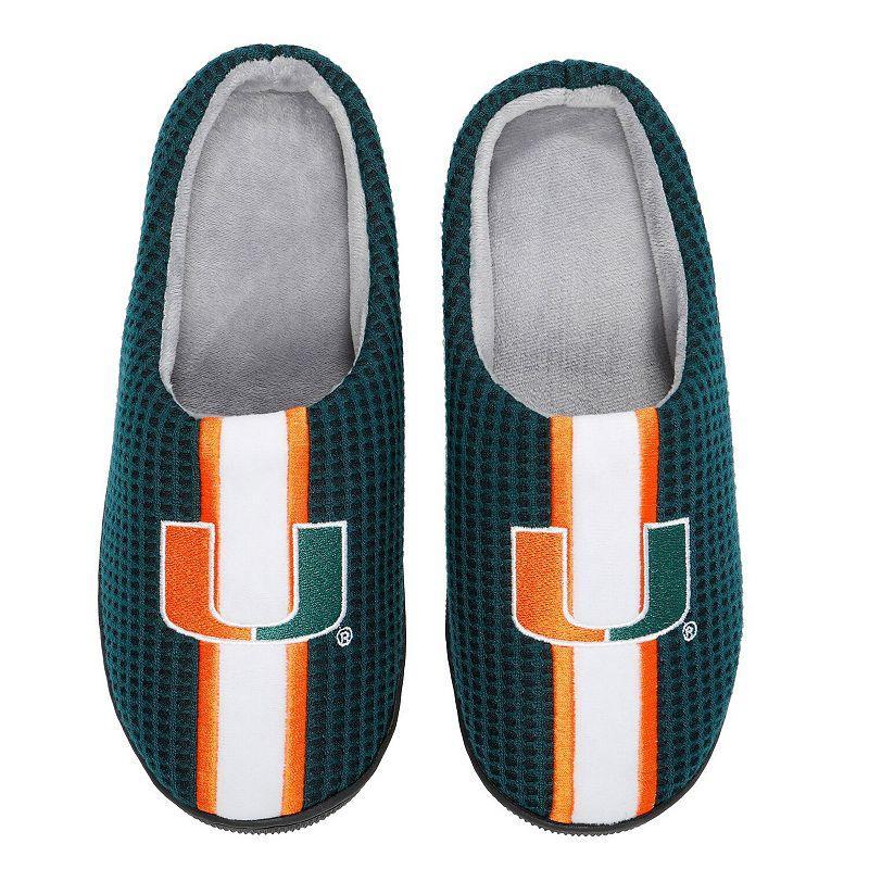 Mens FOCO Miami Hurricanes Team Stripe Memory Foam Slide Slippers Product Image