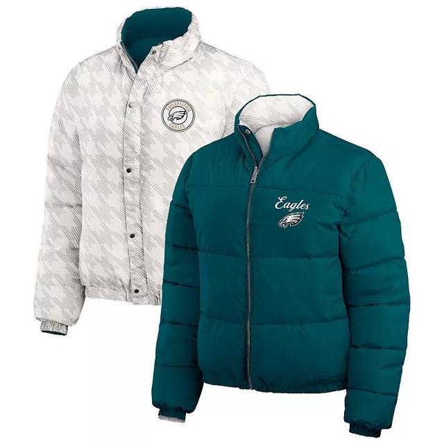 Womens WEAR by Erin Andrews /White Philadelphia Eagles Reversible Cropped Full-Zip Puffer Jacket Product Image