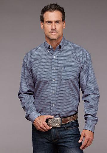 Stetson® Men's L/S Blue Diamond Print Button Shirt Product Image