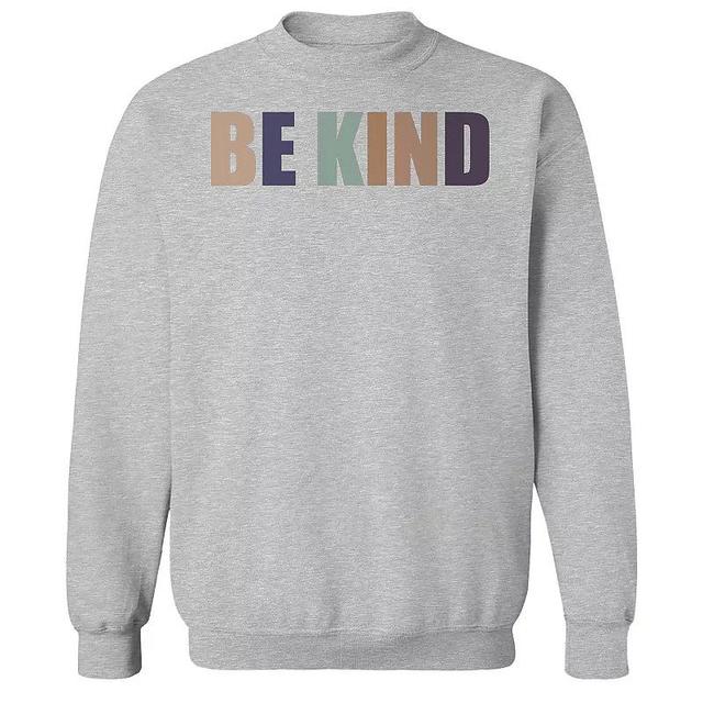 Mens Be Kind Colorful Text Graphic Fleece Sweatshirt Product Image