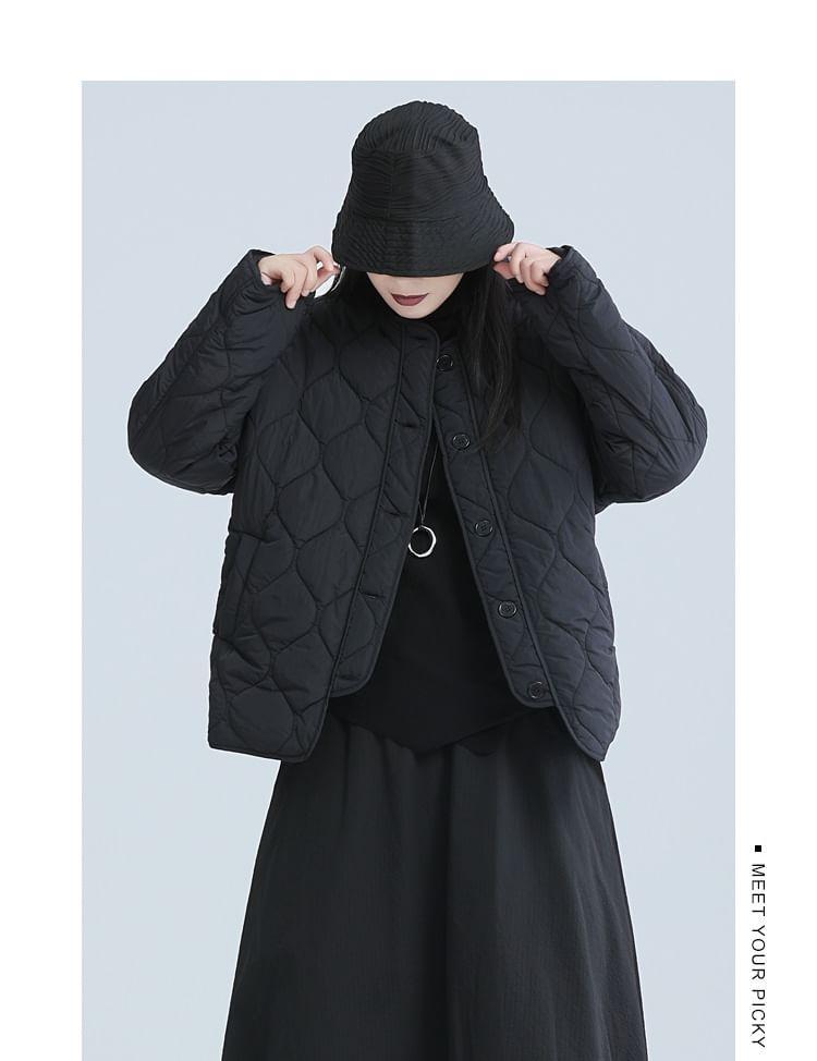 Plain Quilted Single-Breasted Jacket Product Image