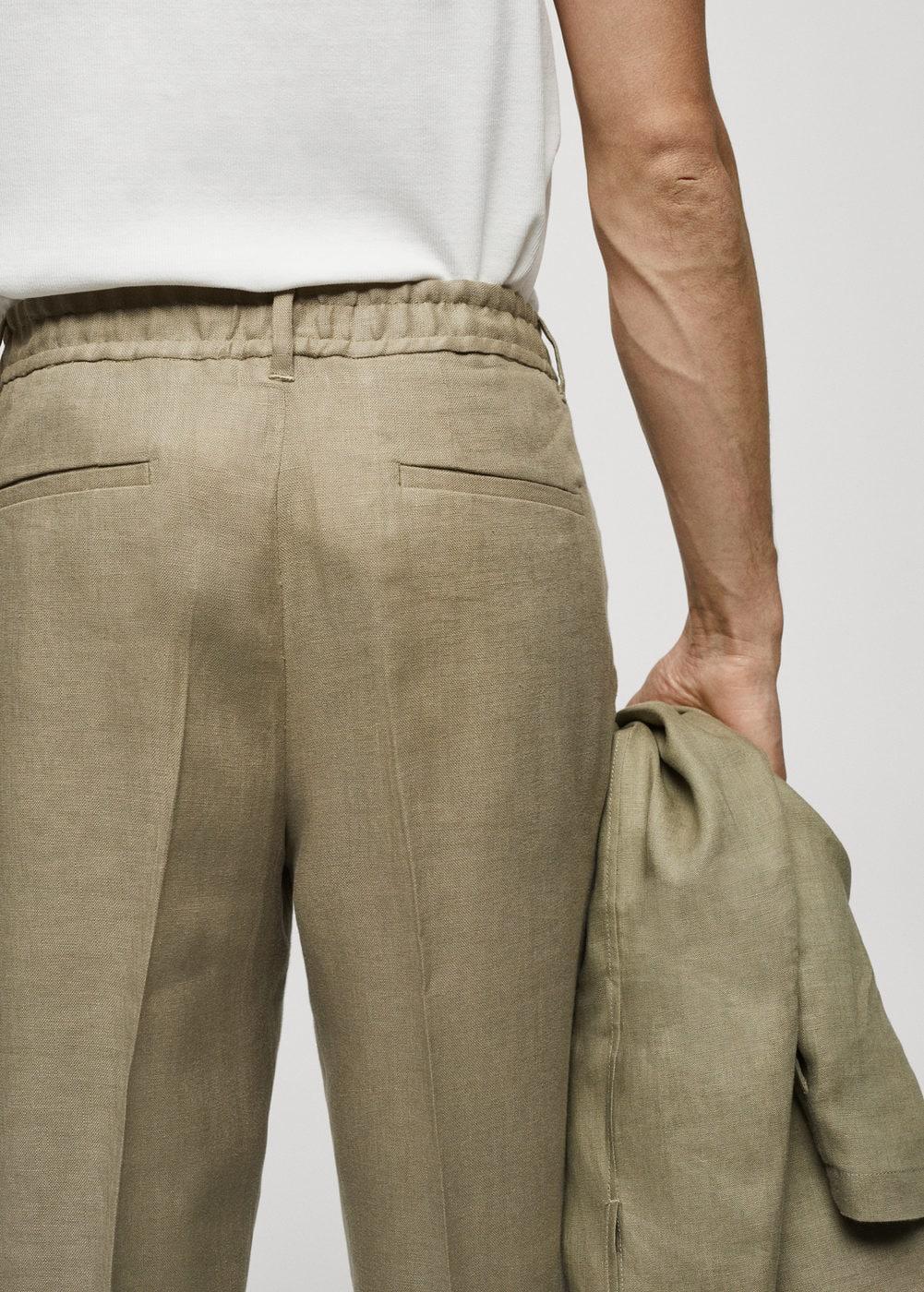 MANGO MAN - 100% linen regular-fit pants khakiMen Product Image