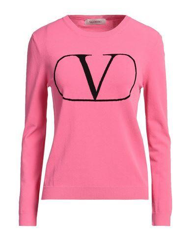 VALENTINO Women's Logo Crewneck Sweater In Pink Product Image