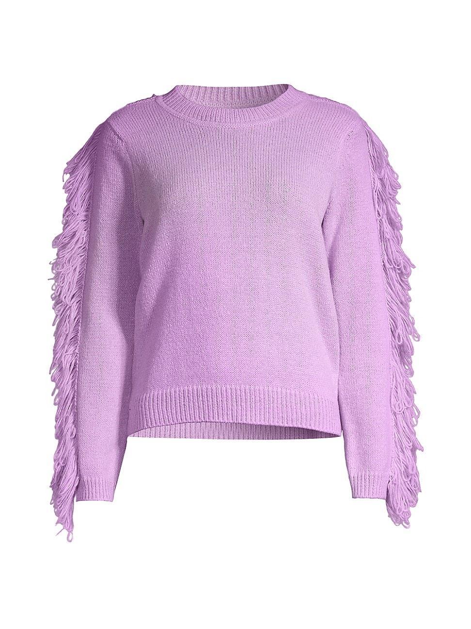 Womens Crewneck Fringe-Sleeve Sweater Product Image