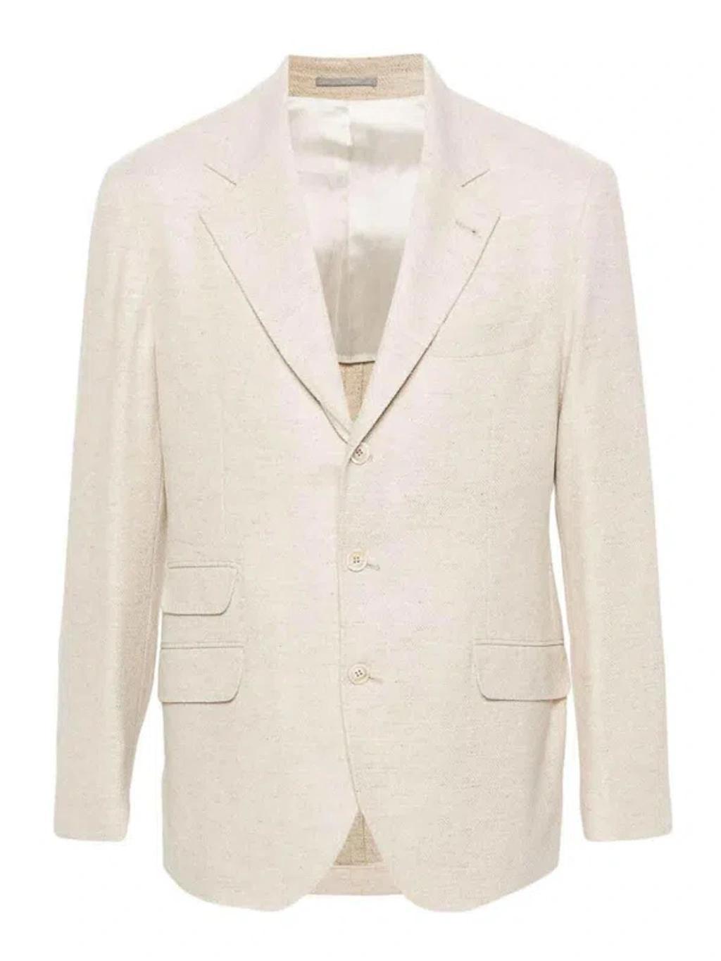 BRUNELLO CUCINELLI Deconstructed `cavallo` Blazer In Cream Product Image