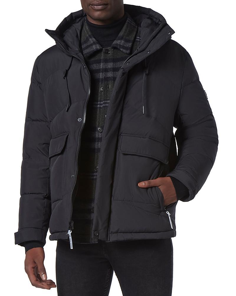 Andrew Marc Ingram Chevron Quilted Open Bottom Puffer with Snorkel Hood Product Image