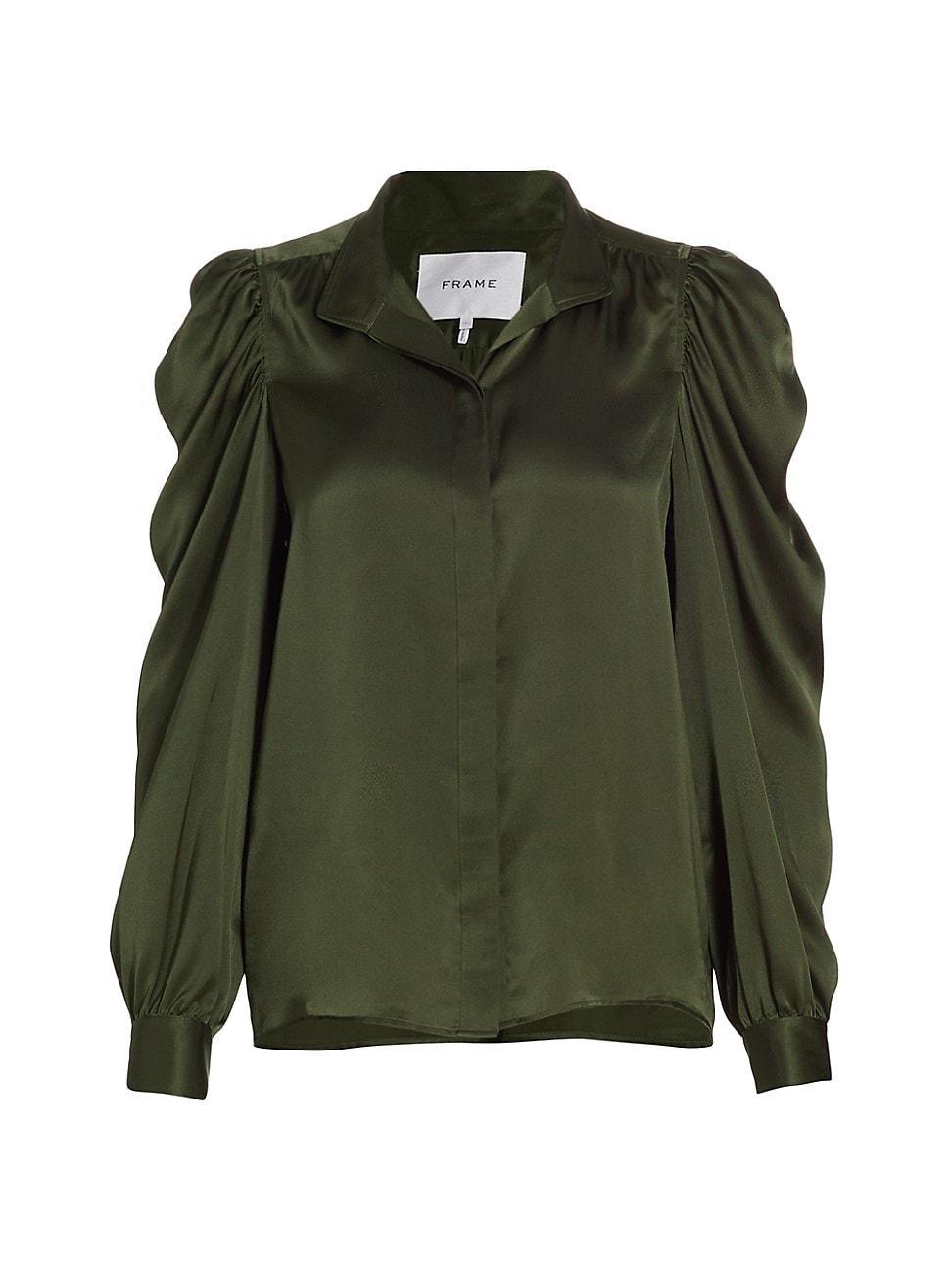 Womens Gillian Silk Puff-Sleeve Blouse Product Image